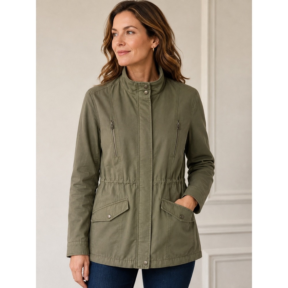 FatFace Womens‎ Dark Green Utility Field Jacket Funnel Neck Size US 14 UK 18